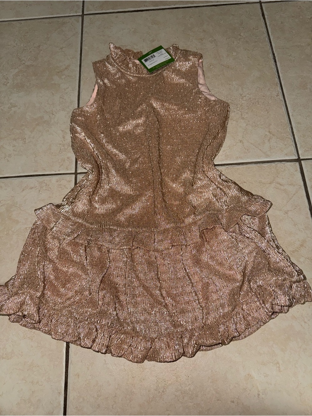 kate spade Rose Gold Shimmer Ruffle Dress